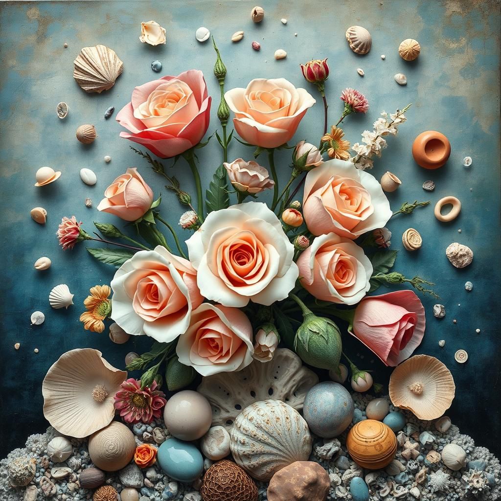 Surreal Rose Bouquet: Abstract Dreamscape in Agar Style