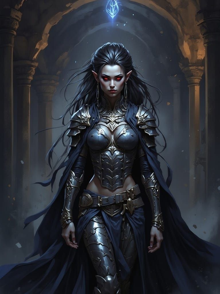 Elegant Elf Warrior Goddess in Comic Book Style