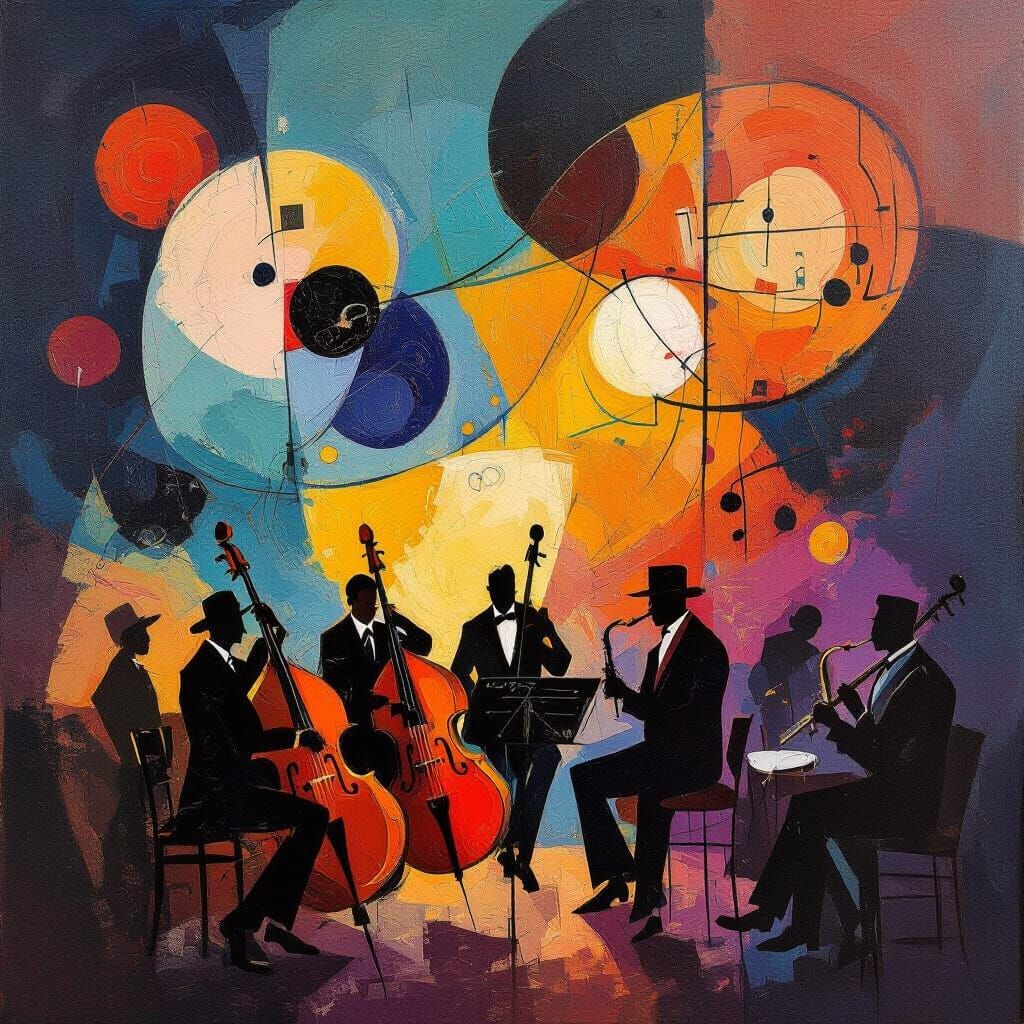 Abstract New Orleans Jazz Club Painting by Kandinsky