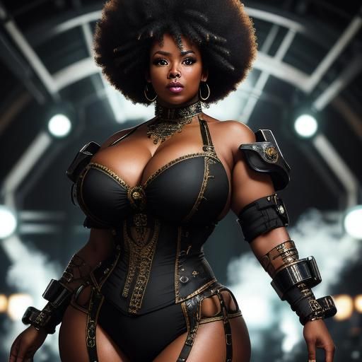 Cyberpunk Saloon Girl in Revealing Outfit