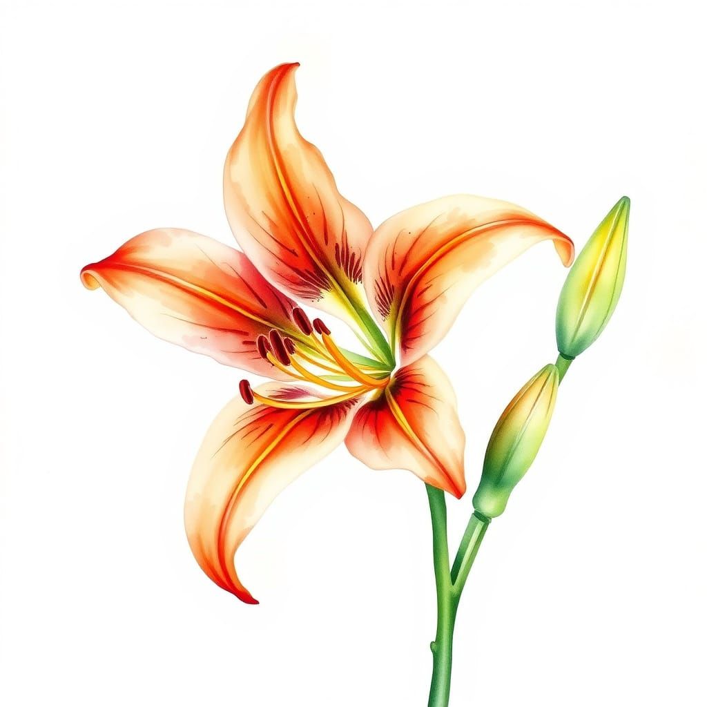 Watercolor Tiger Lily Painting