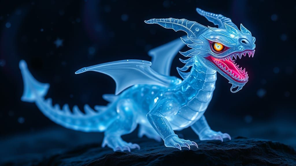 Bioluminescent Vampire Dragon in Fantasy Setting