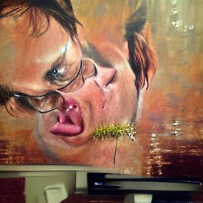 Dwight Schrute Tongue Piercing: Oil on Canvas