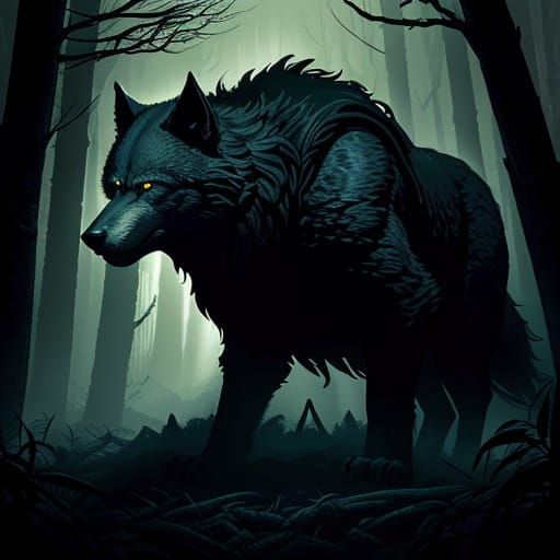 Werewolf Book Cover in 1950s Retro Illustration Style