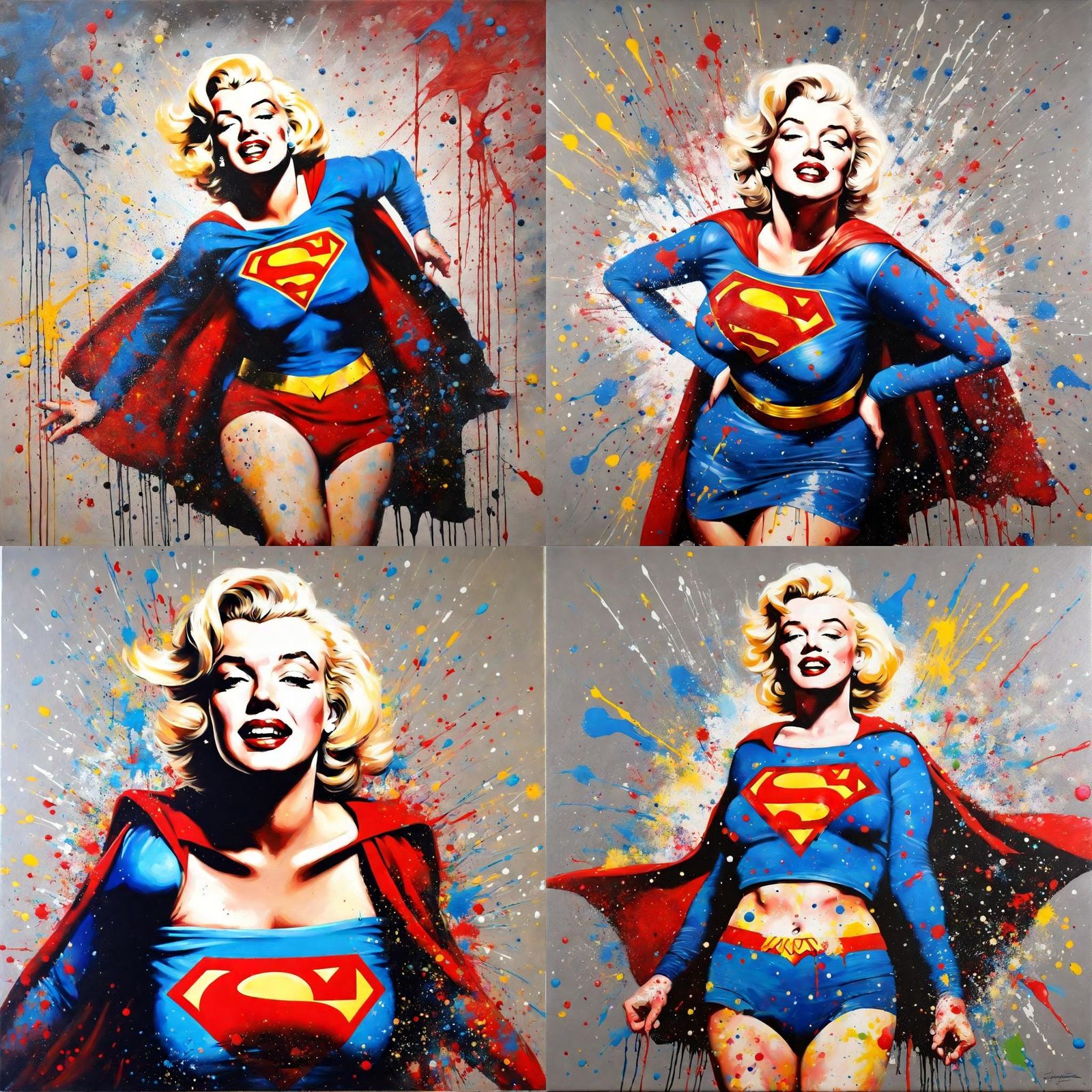 Marilyn Monroe as Supergirl in Oil Painting