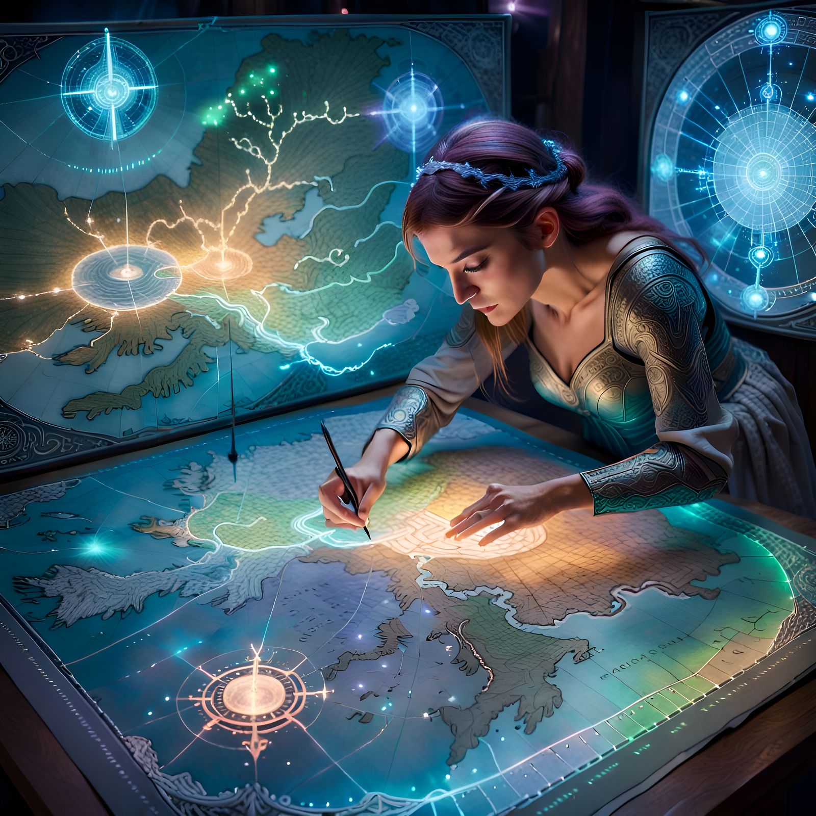 Magical Cartographer Creates Fantasy Map with Holographic De...