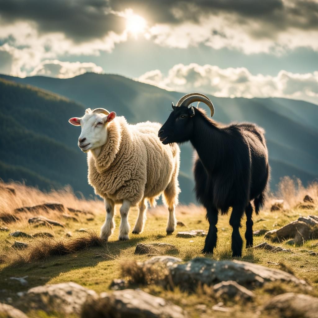 Contrasting Sheep and Goat in Divine Light
