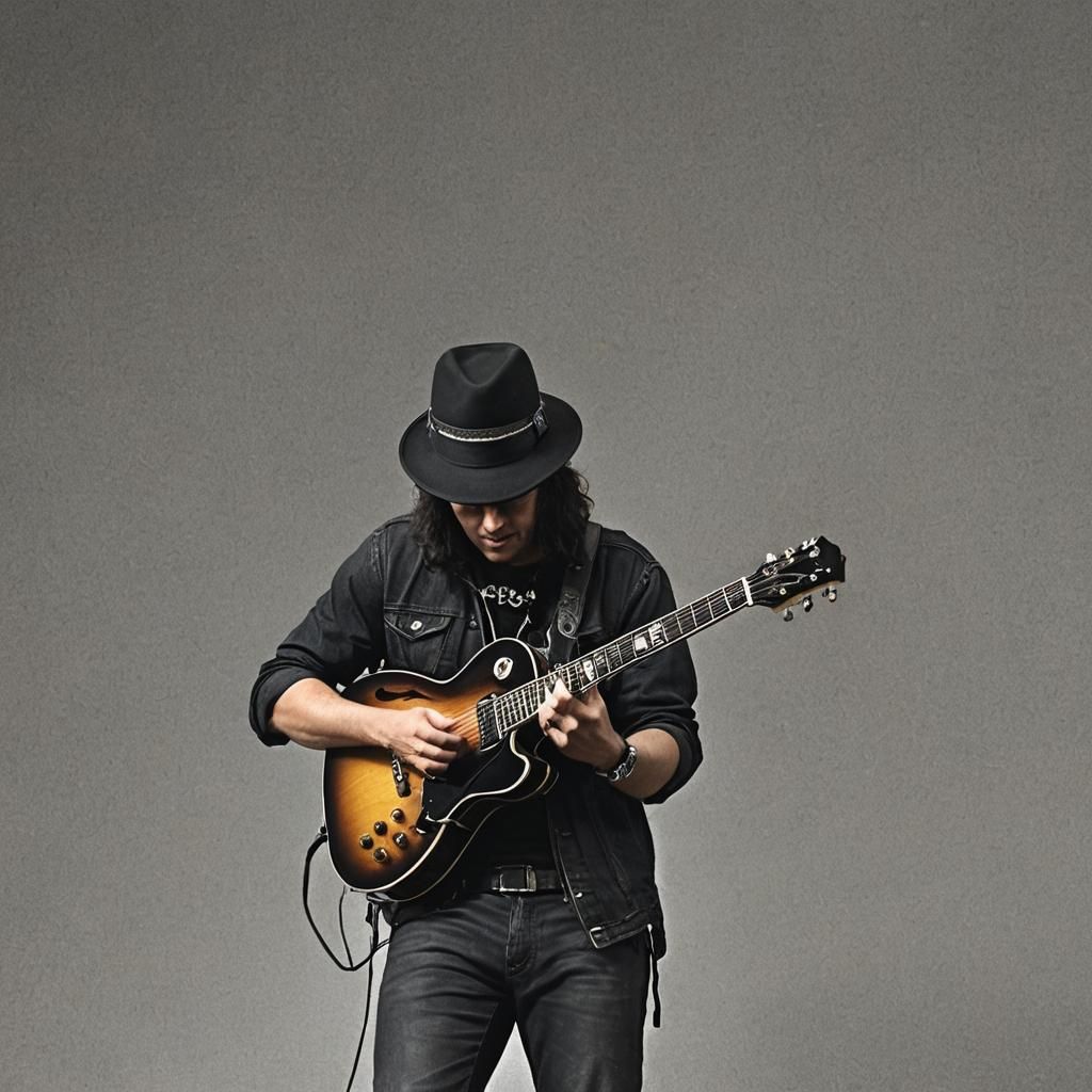 Blues Musician Singing with Guitar in Realistic HD