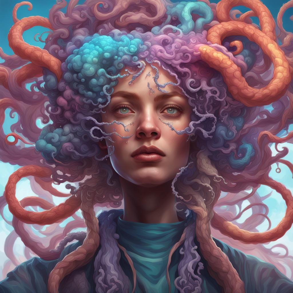 Surreal Psychic Cloud Portrait in Hyperdetailed Style