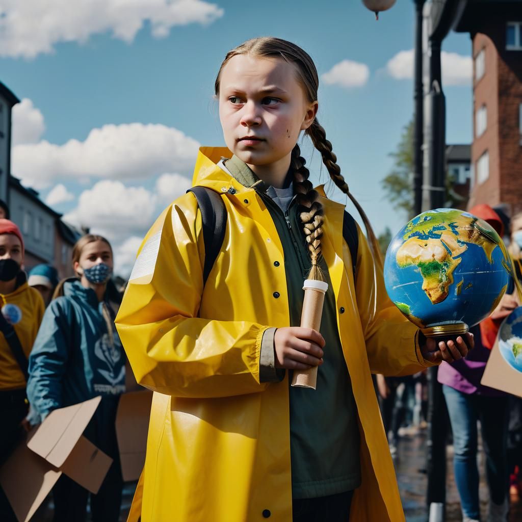 Greta Thunberg Portrait in Street Art Style