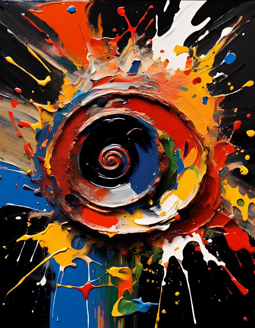 Energetic Abstract Snail Painting in Vibrant Colors