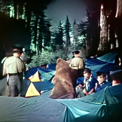 Boy Scouts and Bears Camping: A Film Noir Scene
