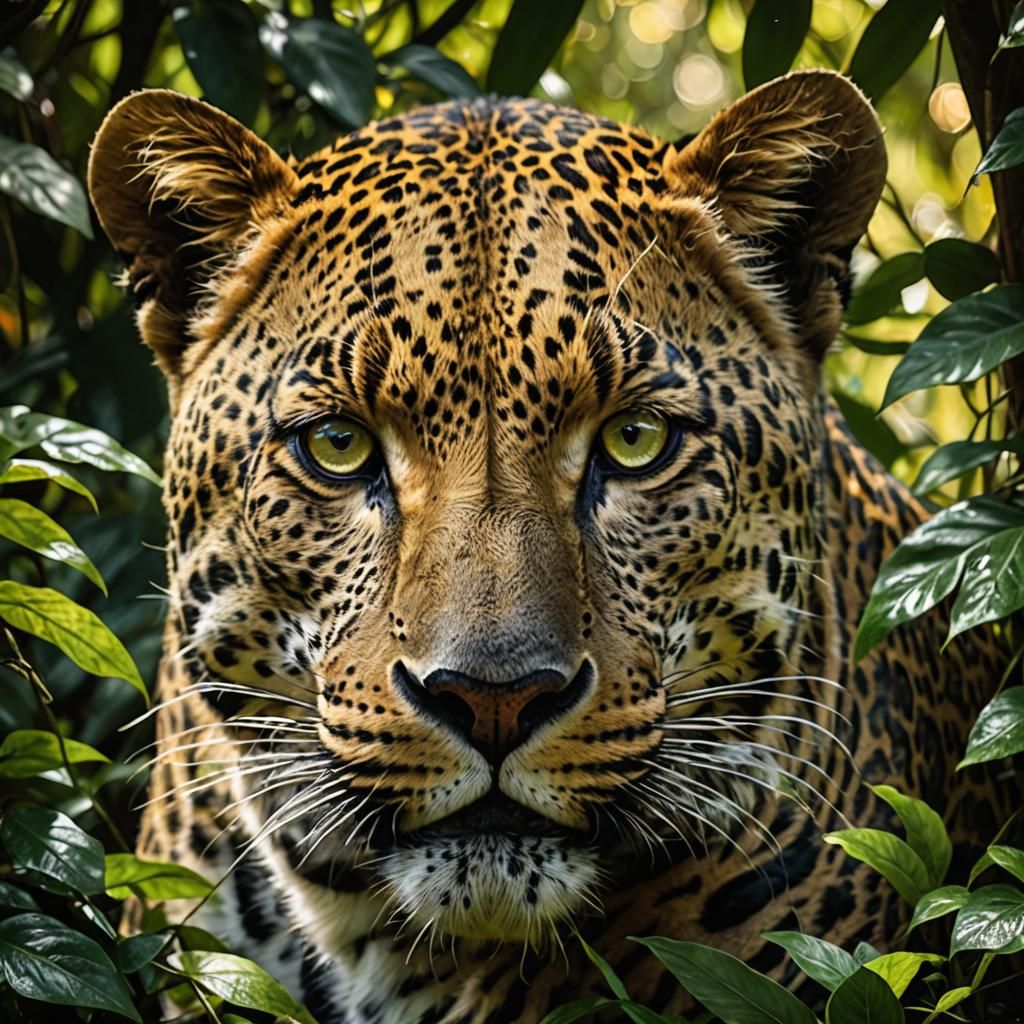 Leopard Portrait in Jungle Sunlight: Wildlife Photography