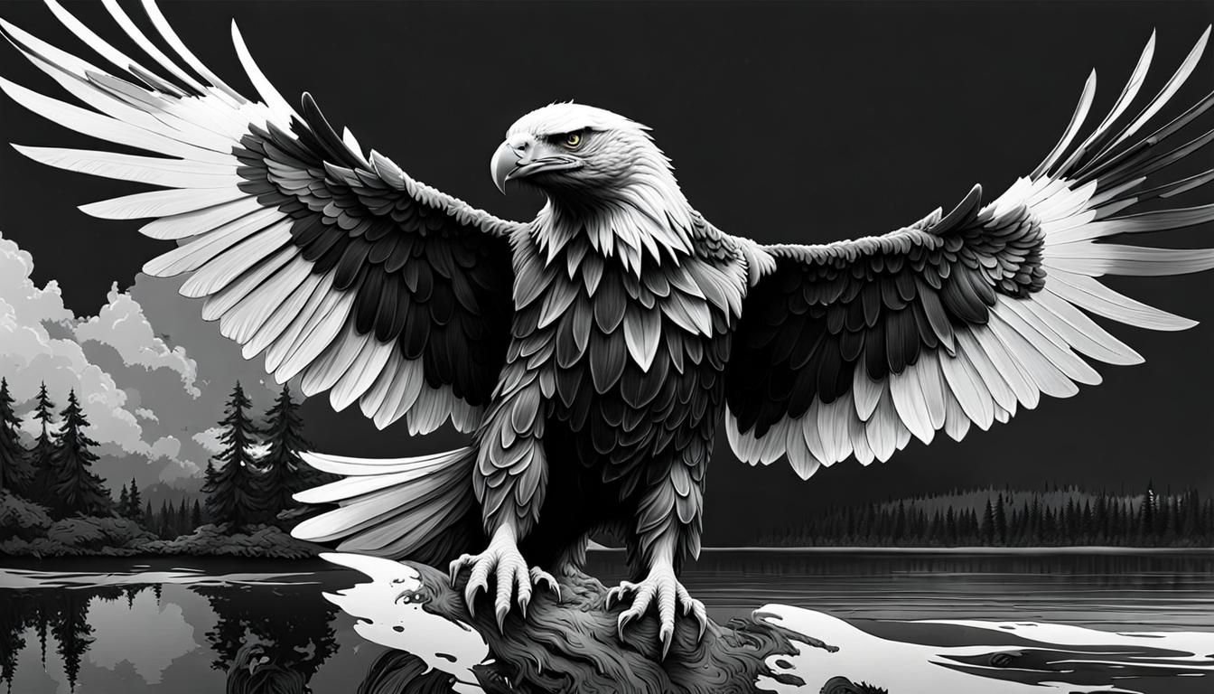 Detailed Eagle Illustration in Coloring Book Style