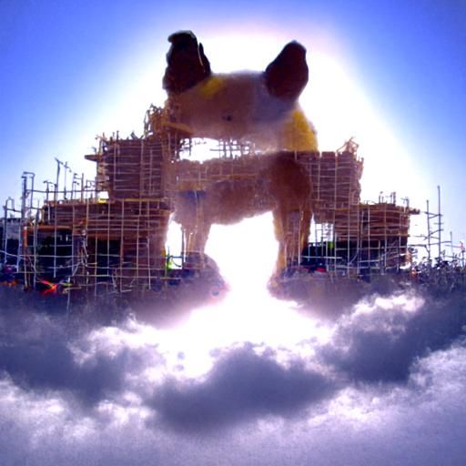 Construction Site Building a Giant Dog Sculpture