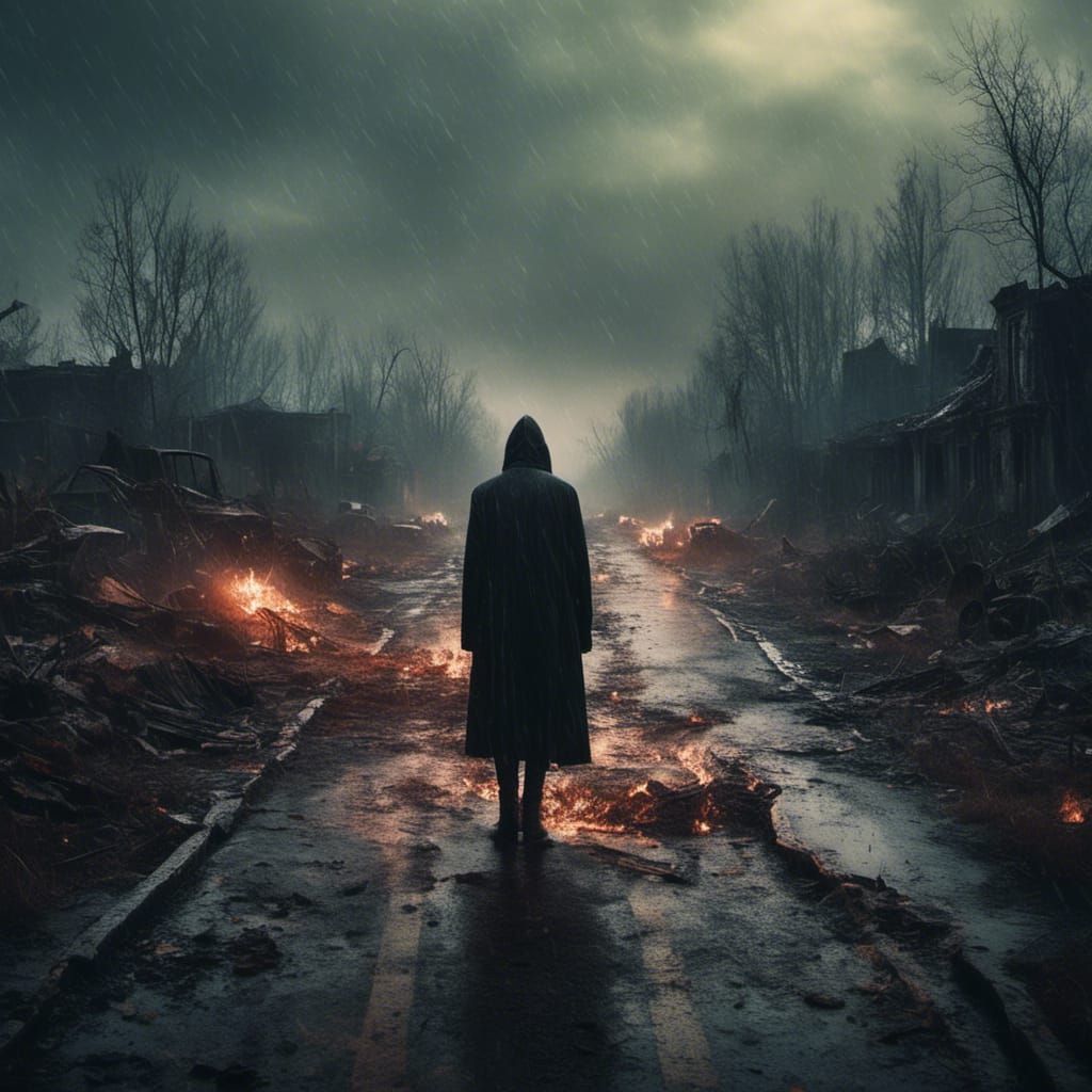 Dystopian Night: Burning City Panorama