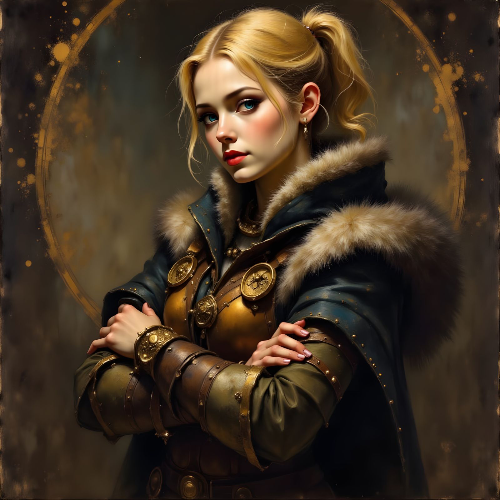 Norse Goddess Portrait in Vintage Style