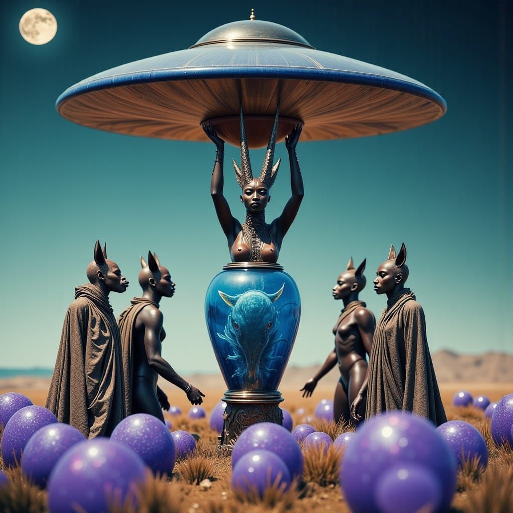 Surreal Alien Priestess Summons Servants in Glass World