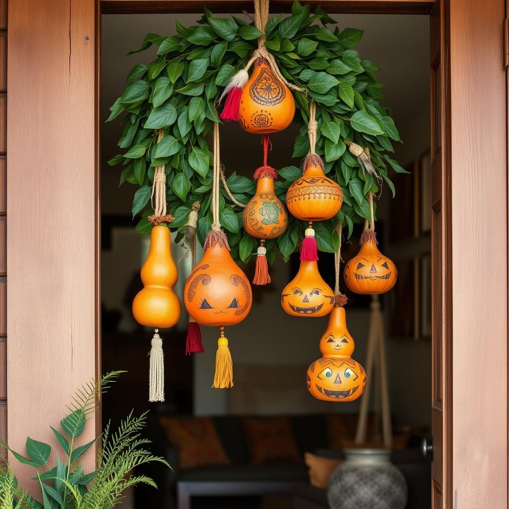 Bohemian Home: Intricately Carved Pilgrim Gourd Decoration