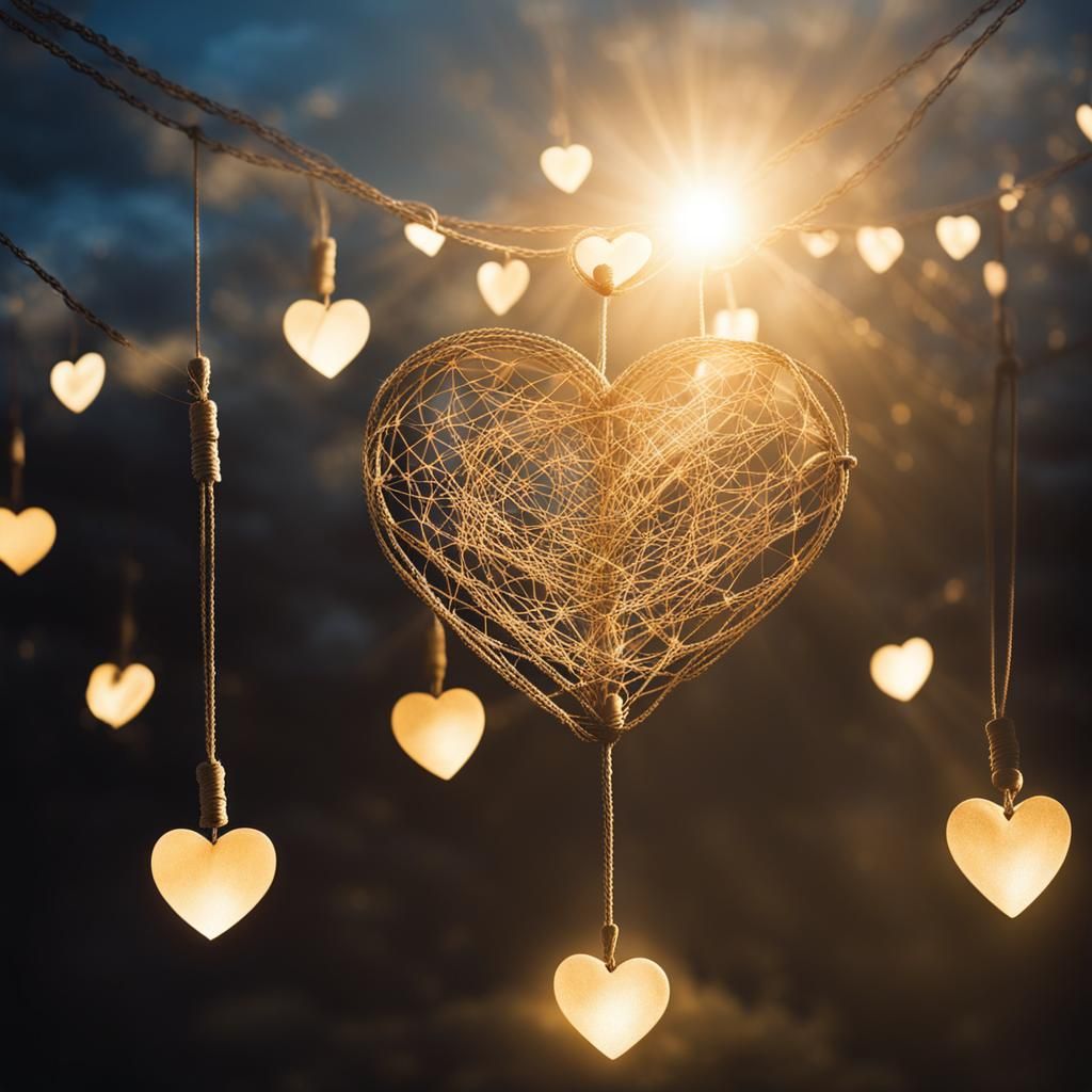 Ethereal Network of Hearts and Lights
