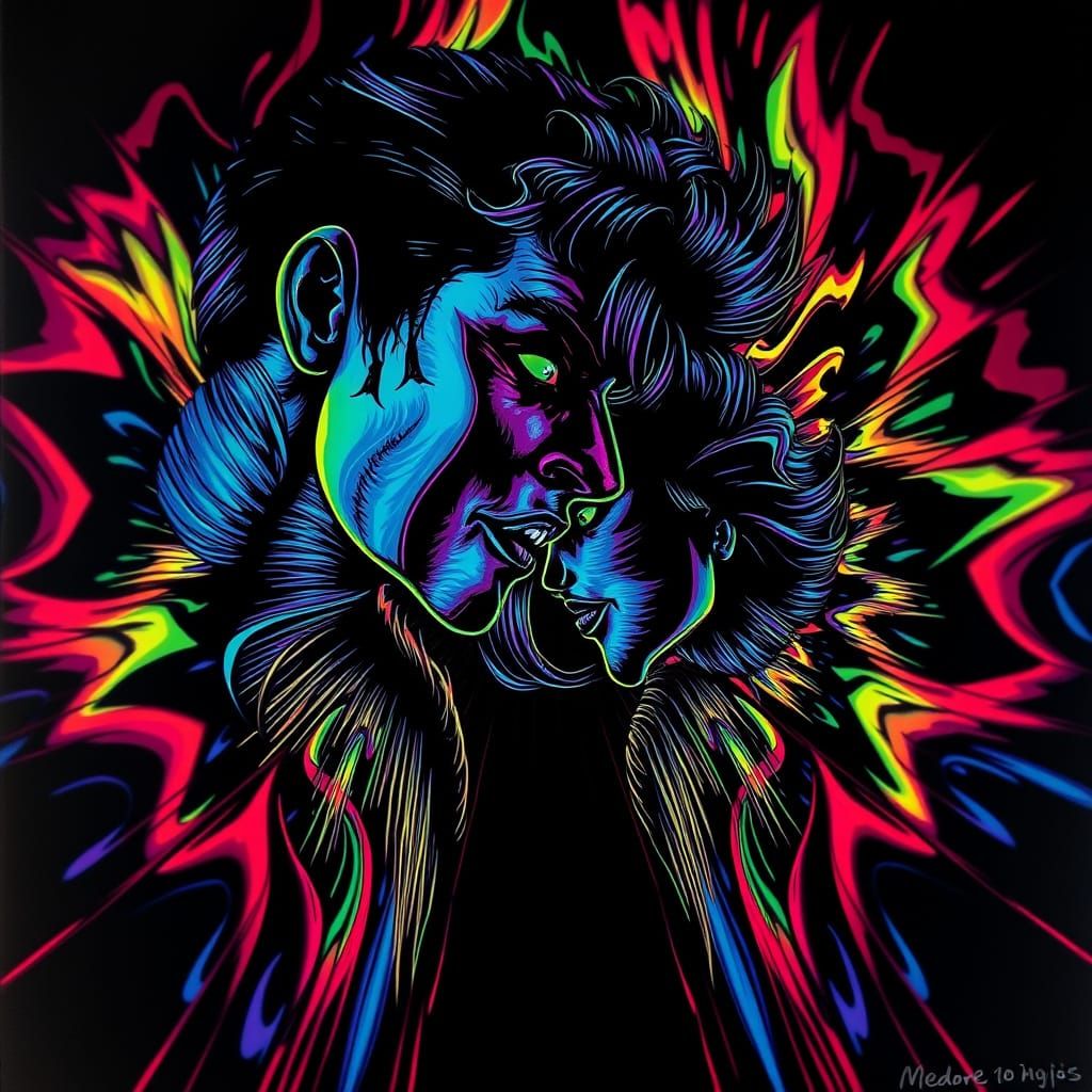 Psychedelic Grotesque Forbidden Love in Velvet Poster Art