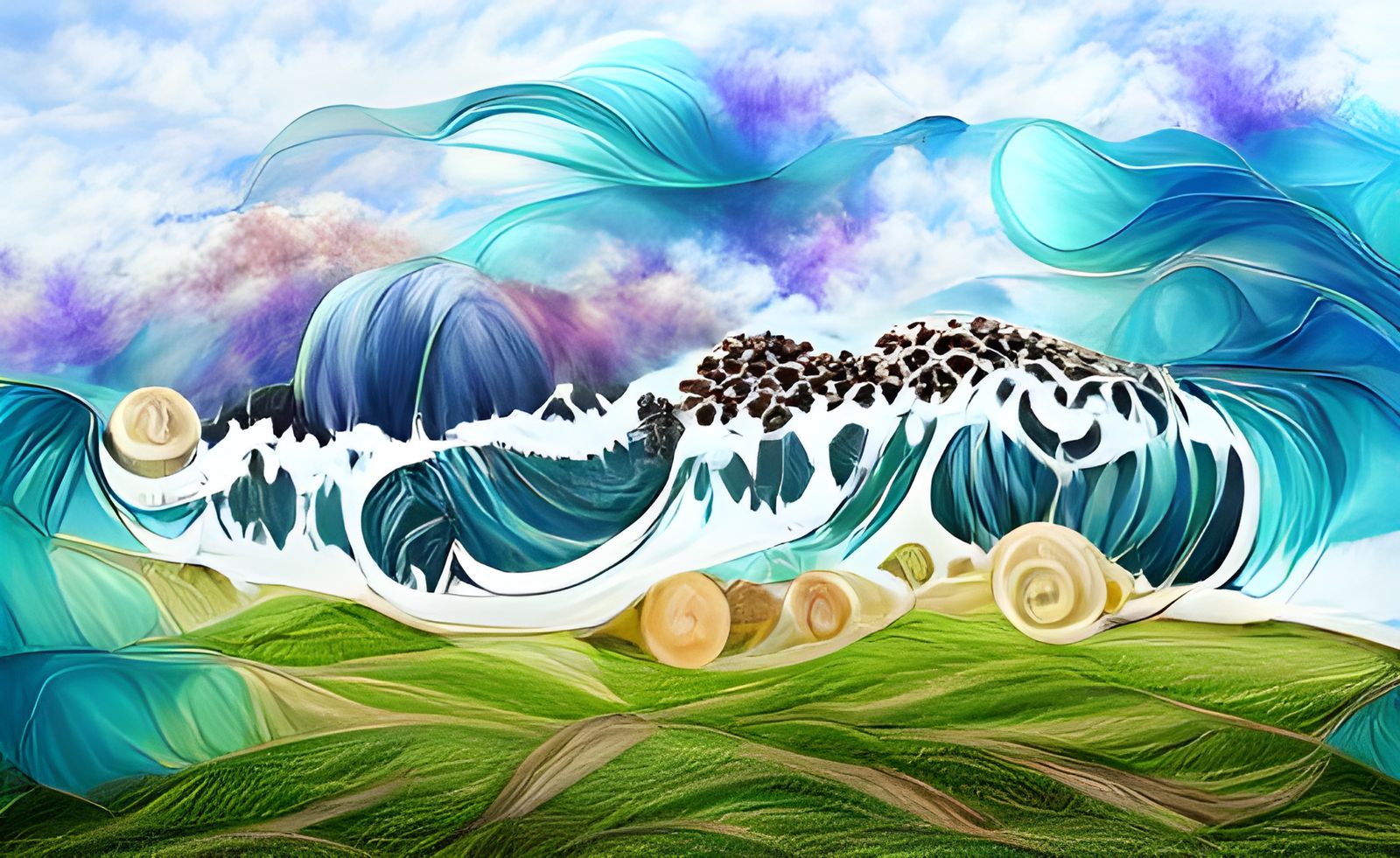 Ocean Waves in Art Nouveau Illustration