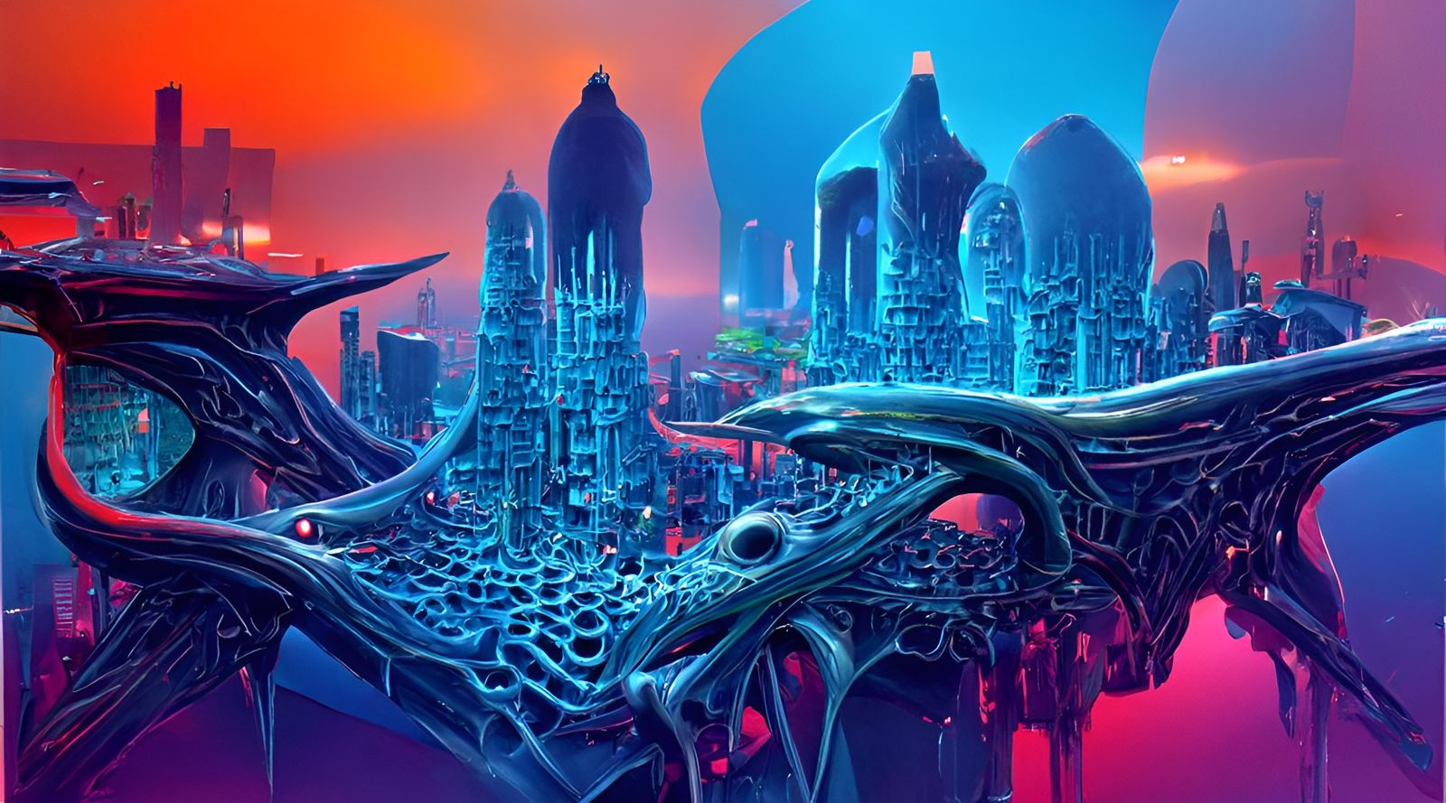 Ethereal Alien City with Fractal Geometry