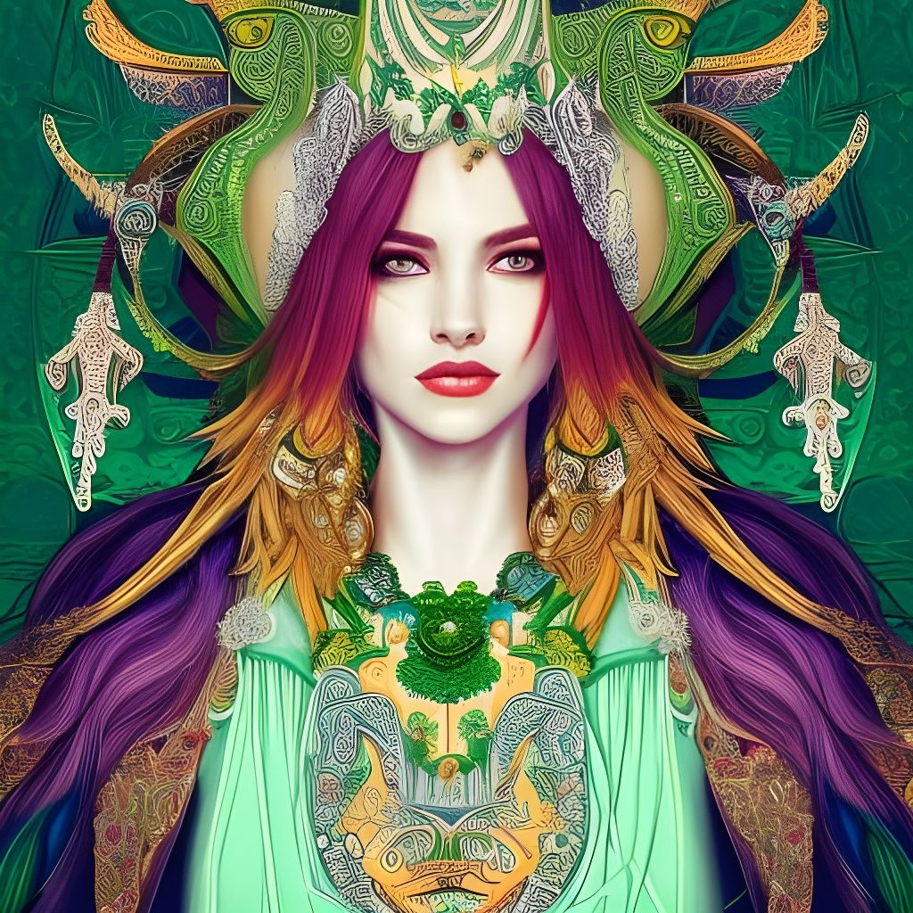 Ornate Portrait of a Beautiful High Priestess