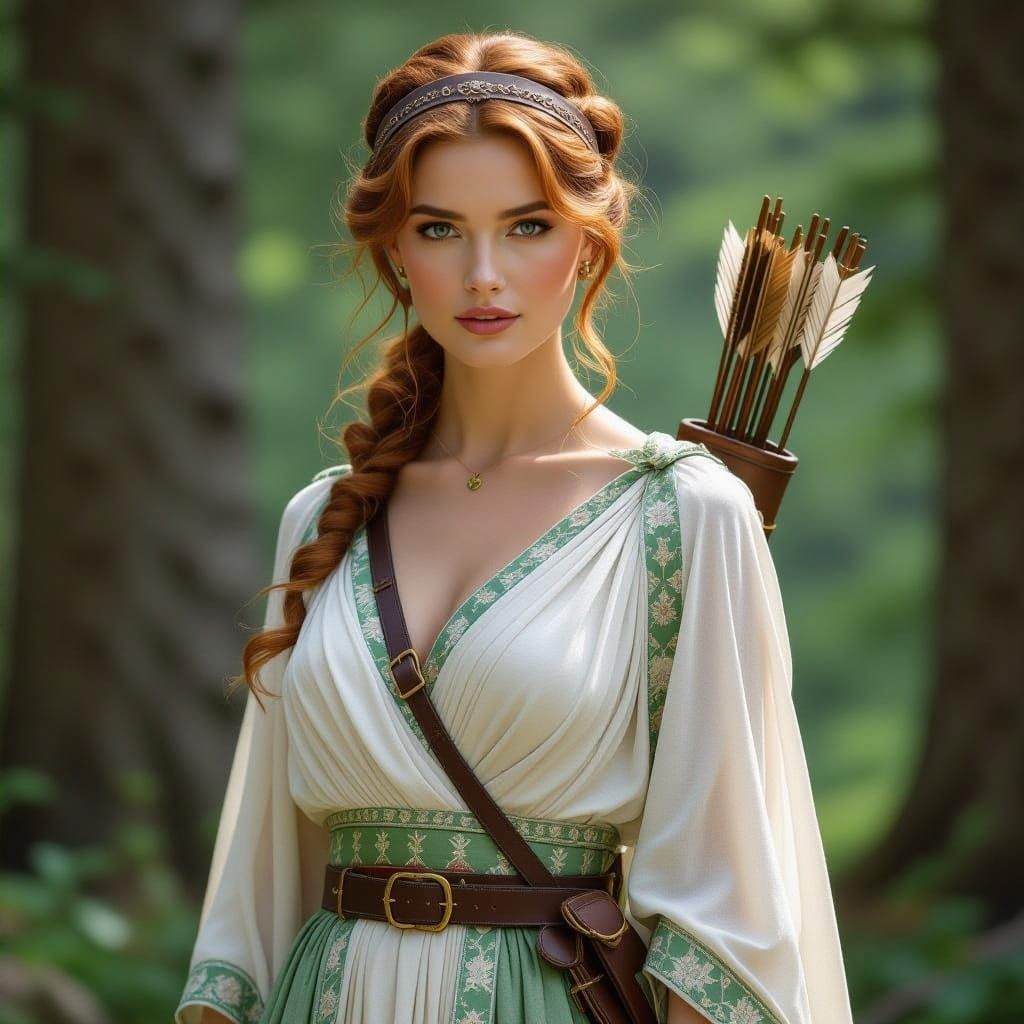 Georgian Huntress Goddess in Ancient Forest