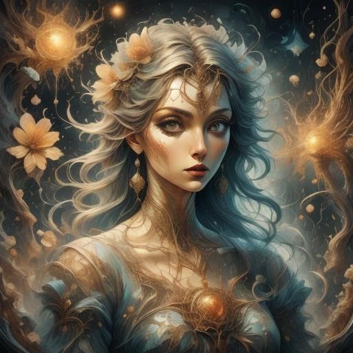 Abstract Floral Design in Art Nouveau Style