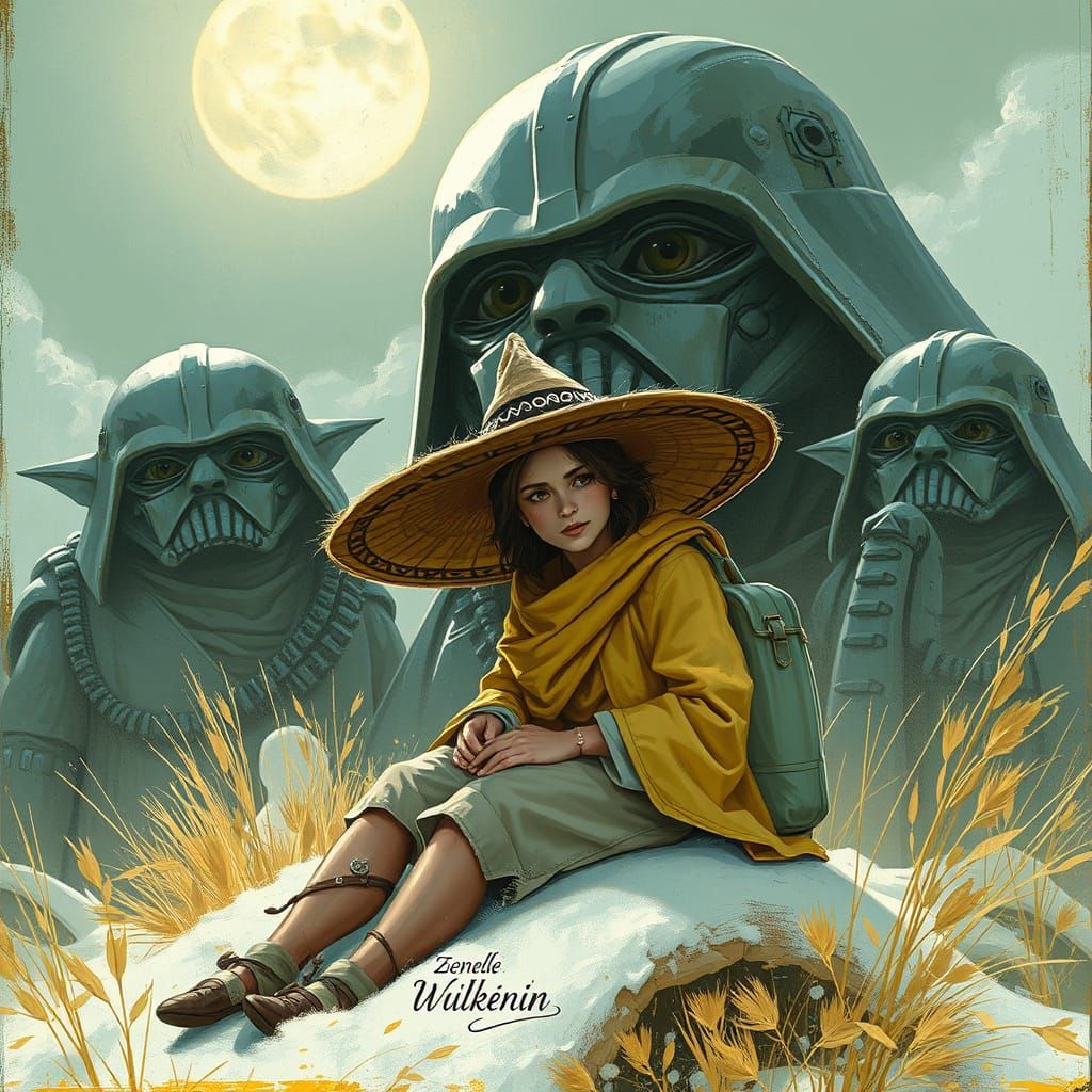 Eine Wüstenmaus trägt einen Sombrero, sie sitzt in der Wüste, die Sonne knallt und im Hintergrund sind die Umrisse von J...