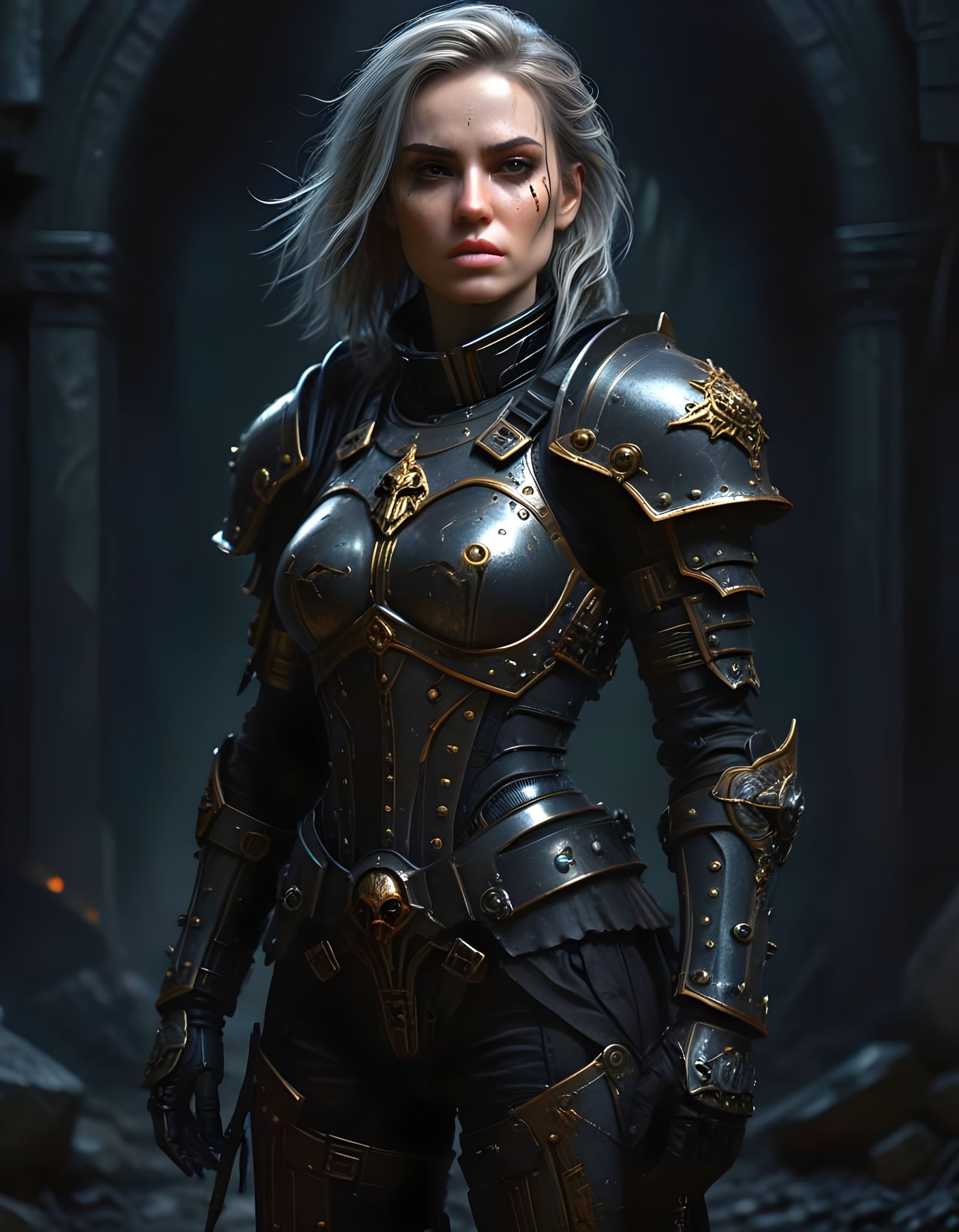 Dark Fantasy Girl in Warhammer Armor