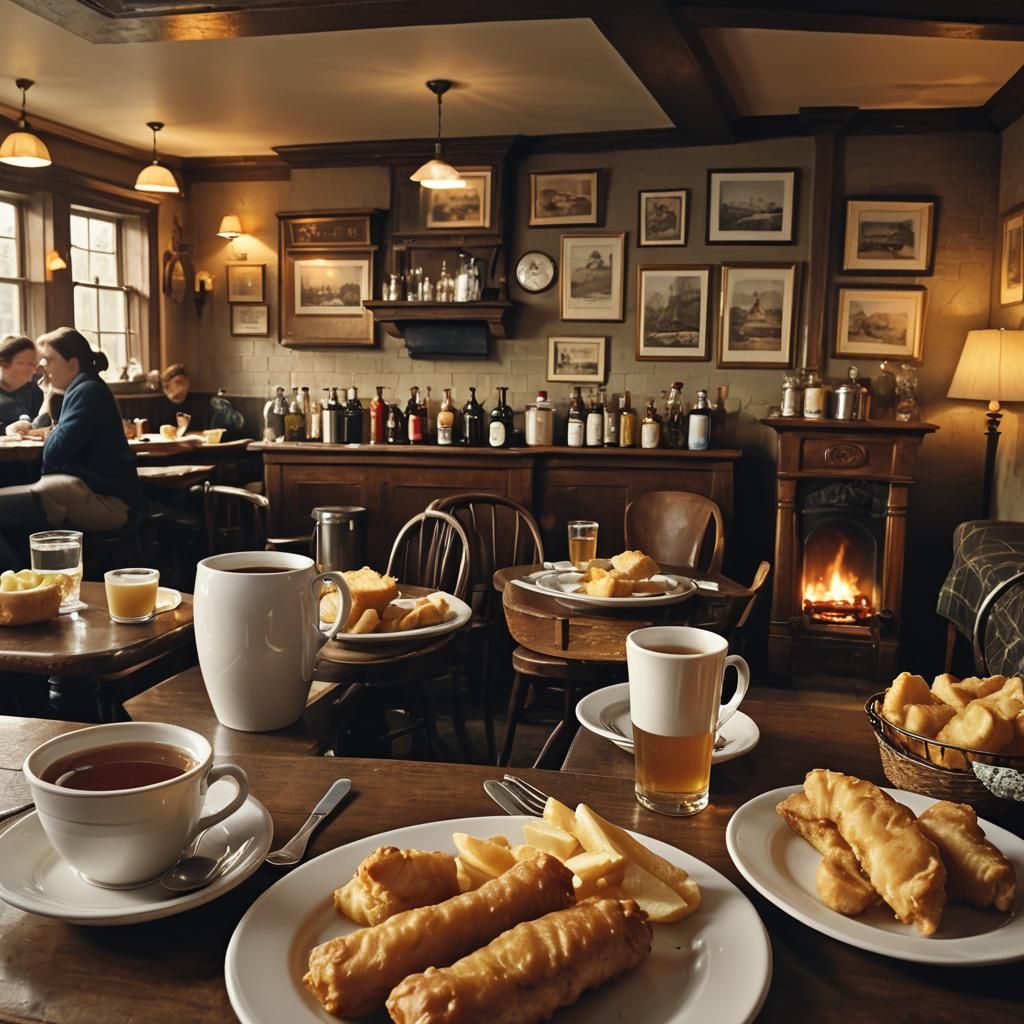 Enticing Fish and Chips in a Cozy British Pub