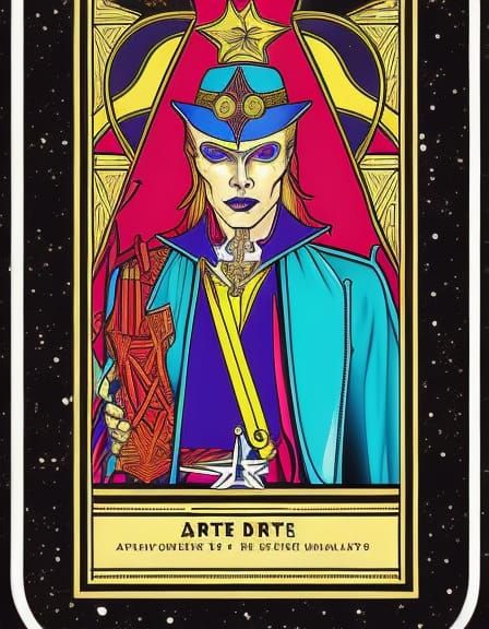 David Bowie as Tarot Card in Art Nouveau Style