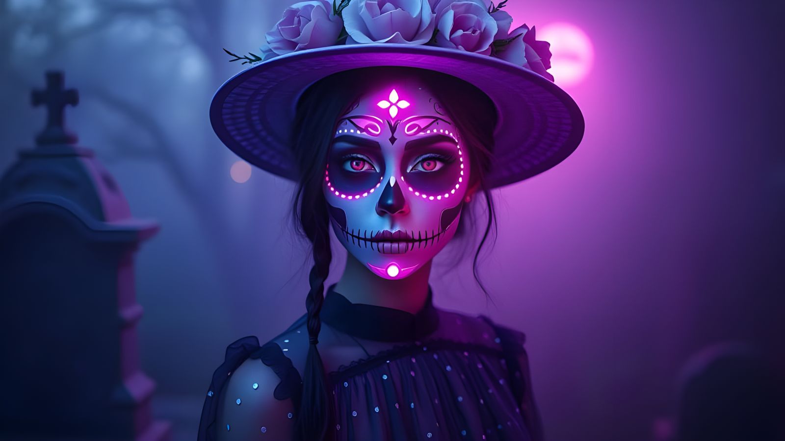 Ethereal Latina Goddess in Deep Purple and Violet