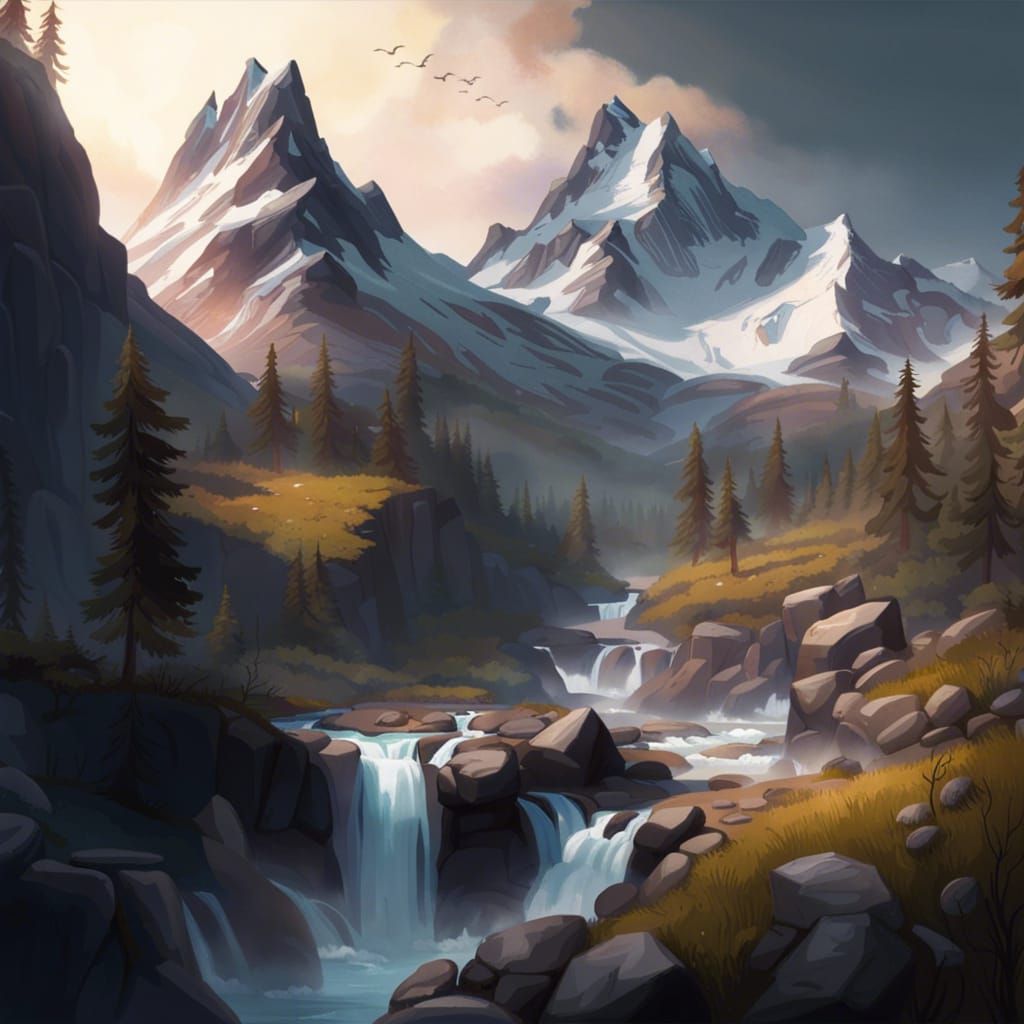 Breathtaking Fantasycore Mountainous Landscape in 64k