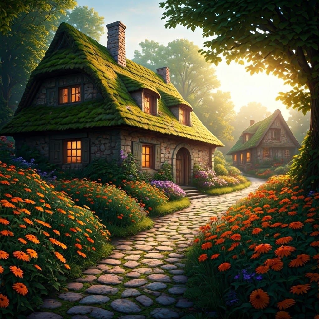 create a realistic image: "An idyllic, fairytale country hou...