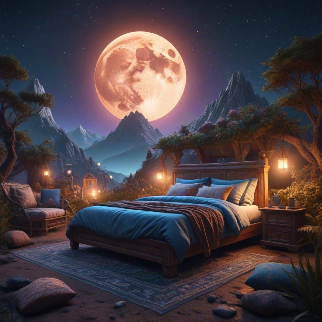 Global Sleep Under the Stars Night: Fantasy Concept Art