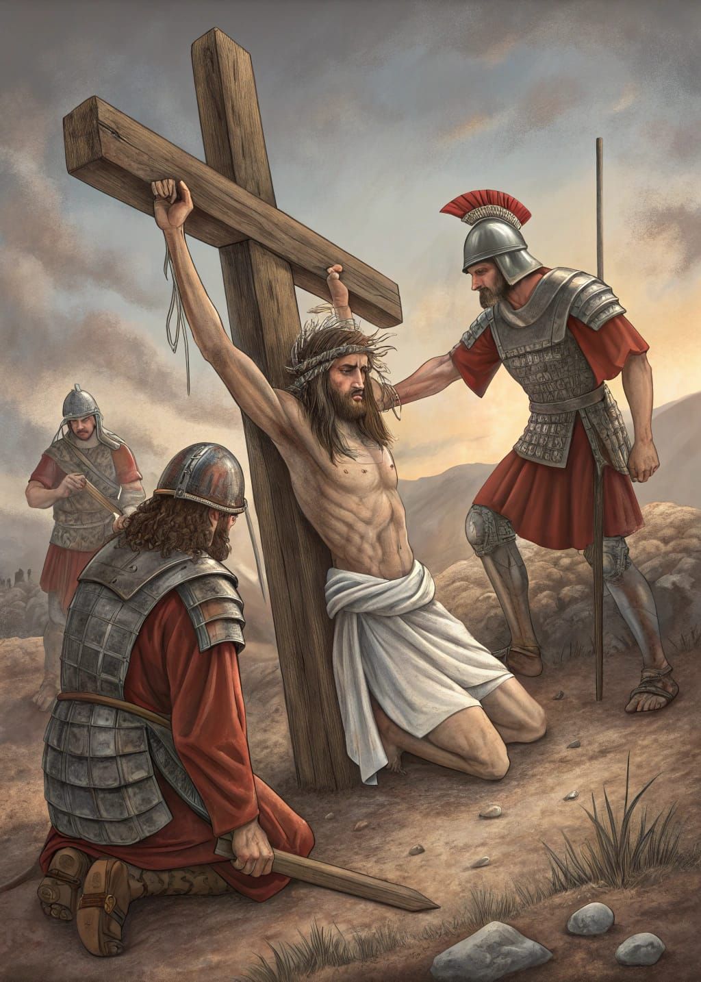 Jesus Crucified on Golgotha in a Dramatic Scene