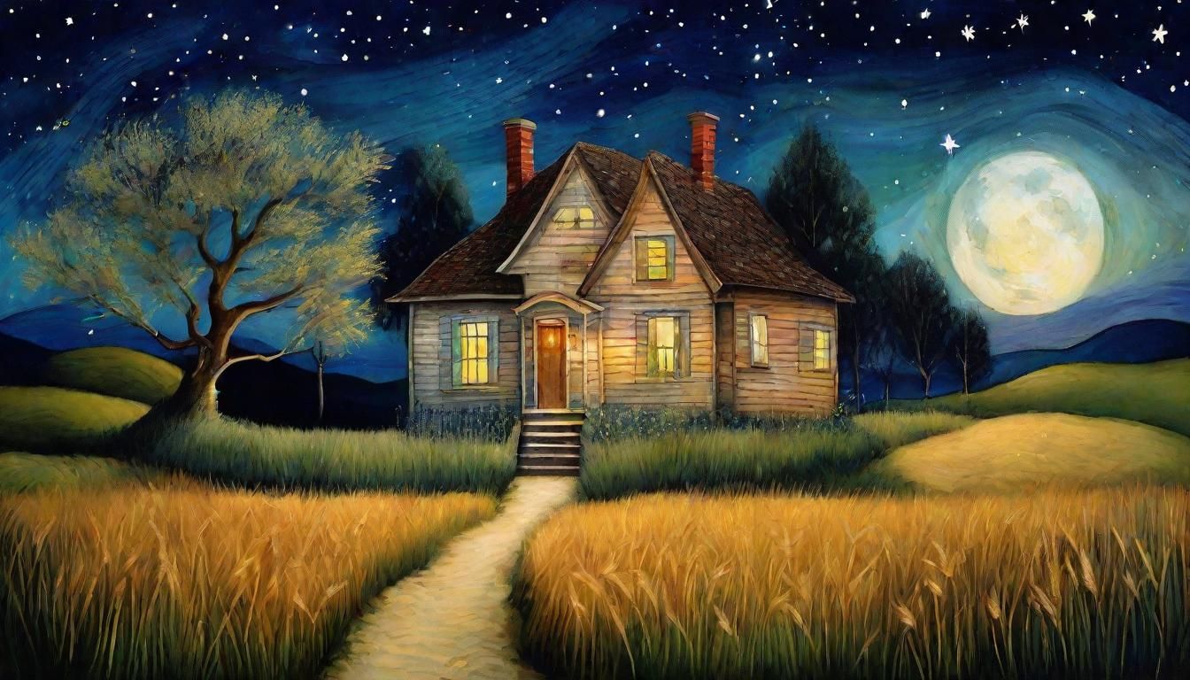 Whimsical House Under Starry Night Sky