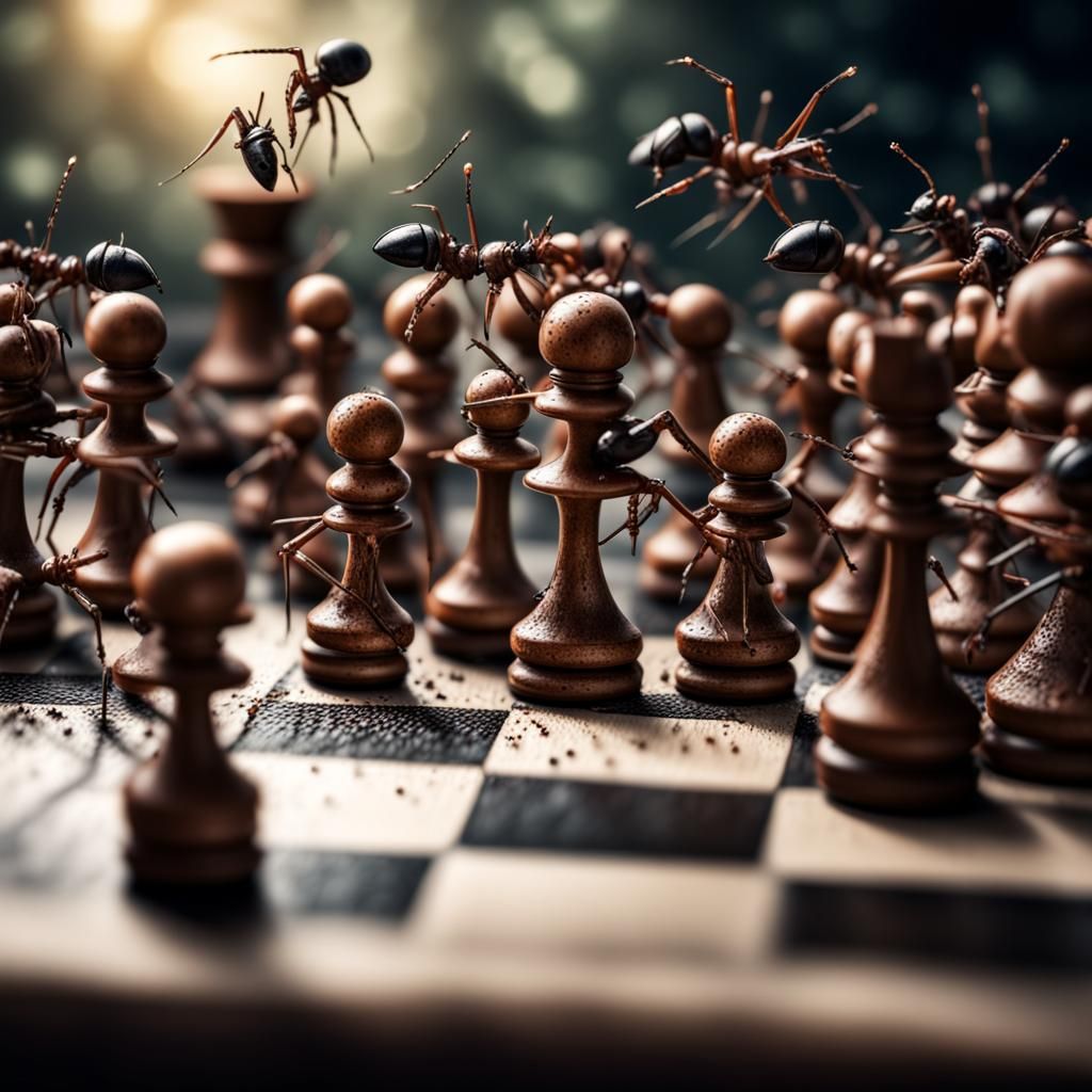 Chess Player Overwhelmed by Swarm of Ants