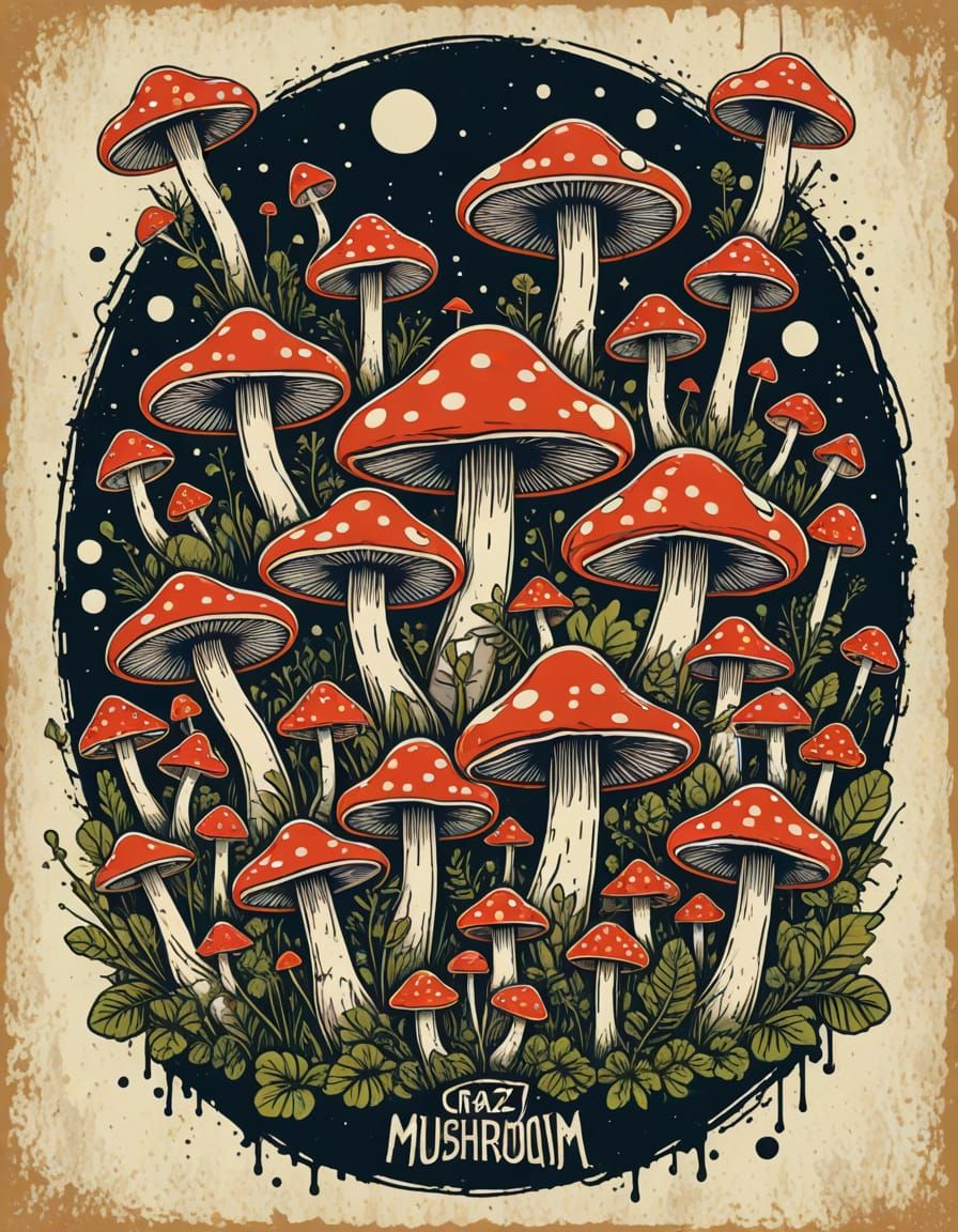 Cyberpunk Mushroom Music Poster