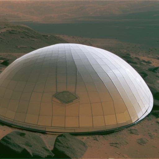 Futuristic Martian City Under a Protective Dome