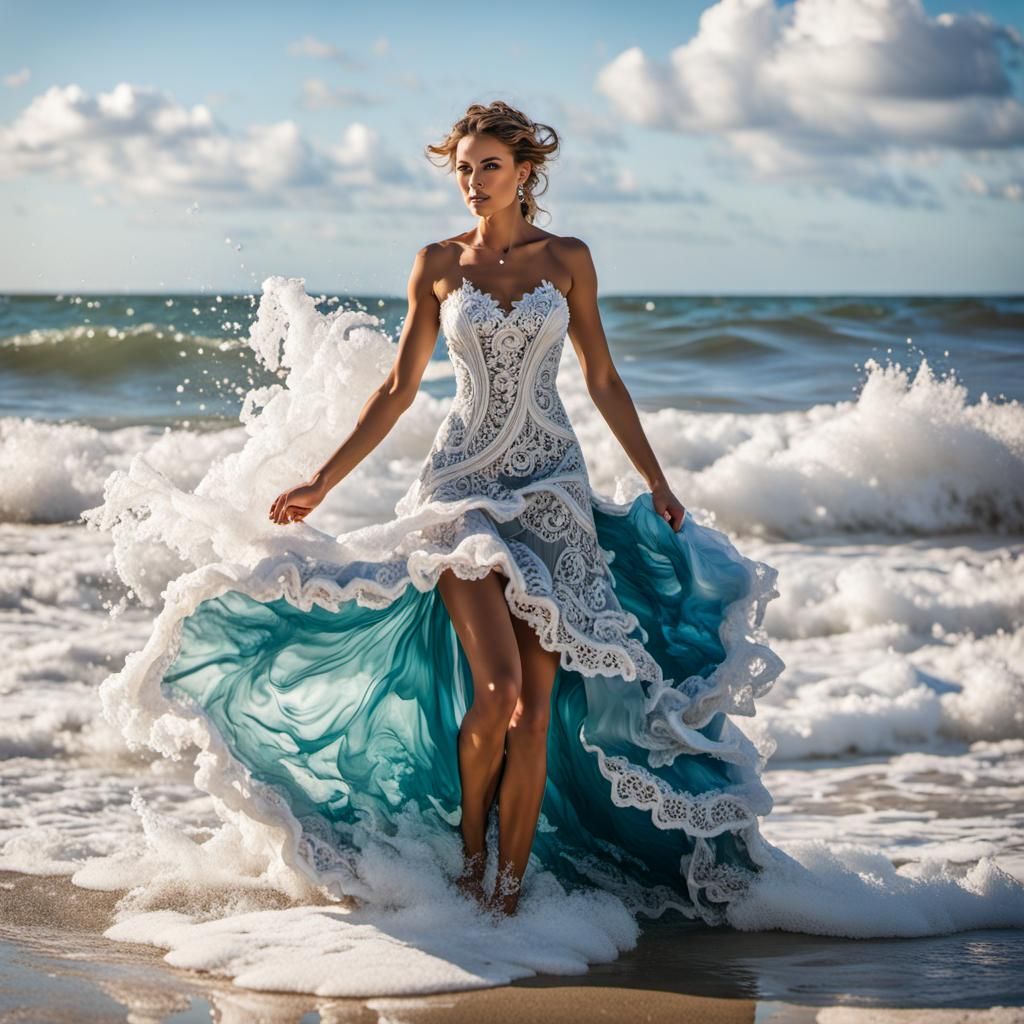 Ocean Woman in Water Dress: Graffiti Splash Art