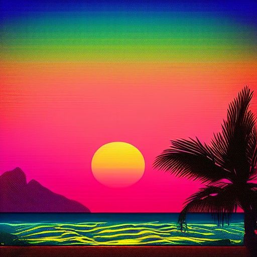 Vibrant Retrowave Sunset