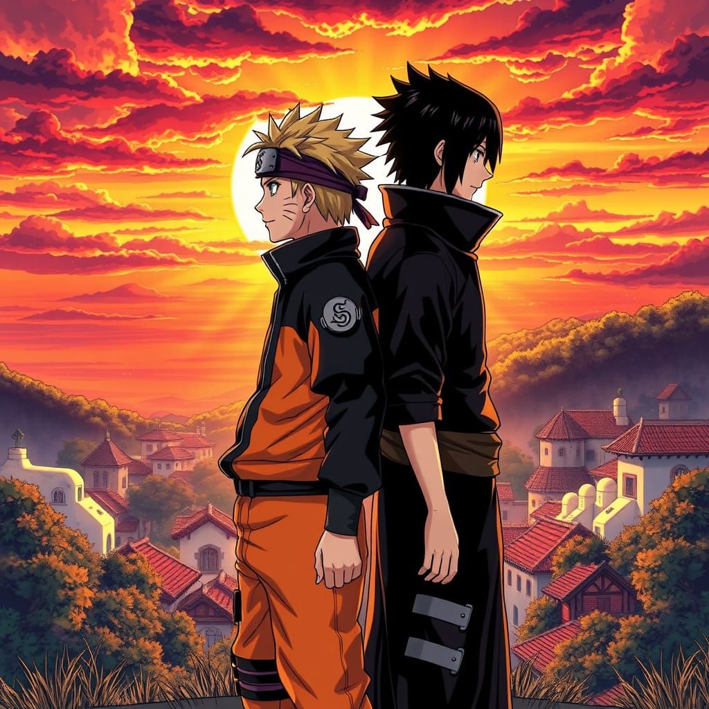 Naruto and Sasuke Stand United in Anime Key Visual Style