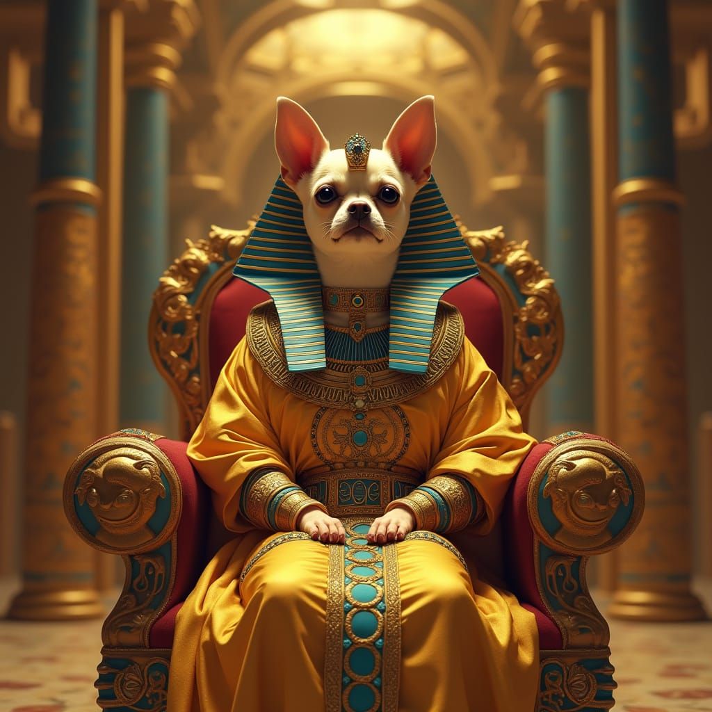 Chihuahua Pharaoh in Opulent Egyptian Palace