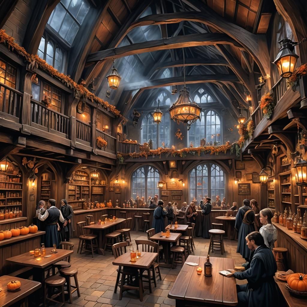 Halloween at the Three Broomsticks: Fantasy Scene