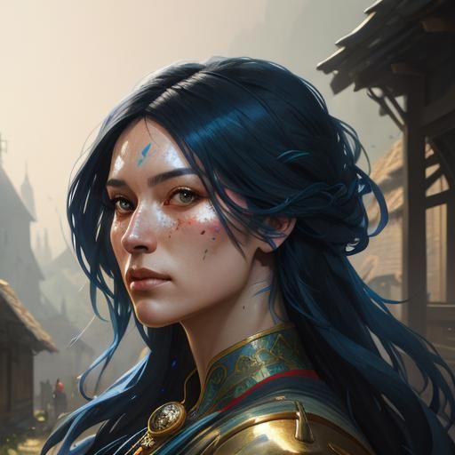 Vibrant Portrait of a Lady, Splash Art Style