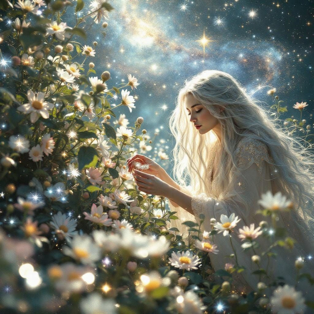 Celestial Gardener Pruning a Star Garden in Renaissance Styl...